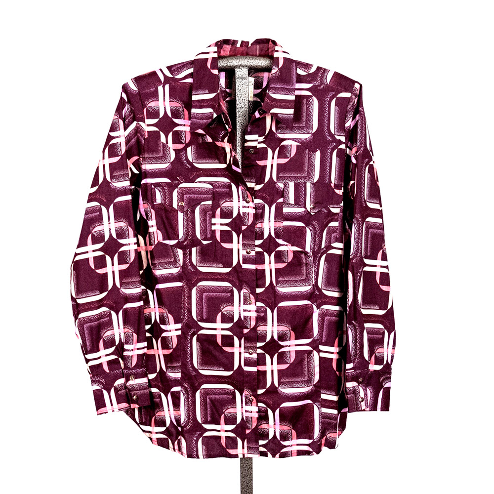 Roper Women's Snap Front Western Shirt Women's 1X Geometric Retro Classic Rodeo